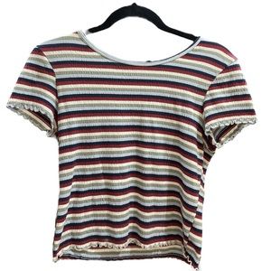 American Eagle Women’s Size S Blue Striped Crop Top